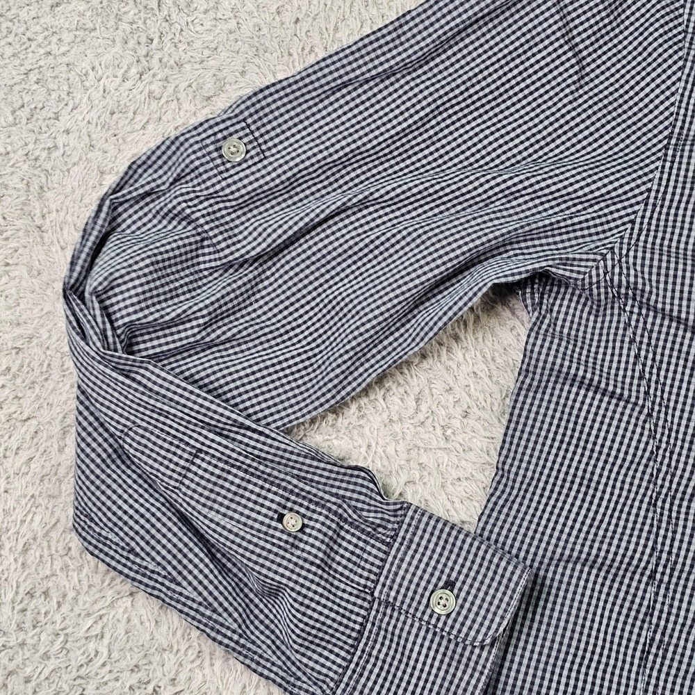 John Varvatos USA Shirt Mens Medium Blue Check Button Down Long Sleeve Cotton - Picture 5 of 11